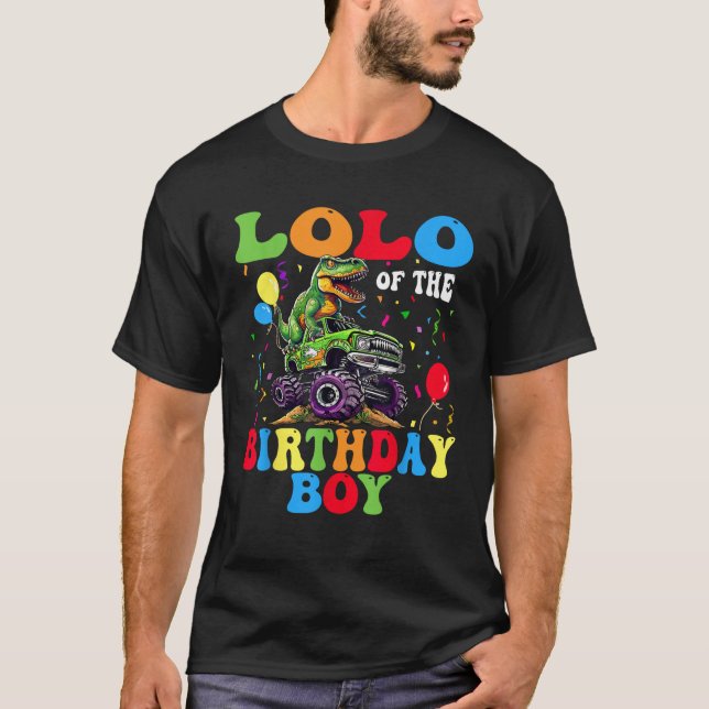 Lolo of the Birthday Boy Dinosaur Monster Truck T-Shirt (Vorderseite)