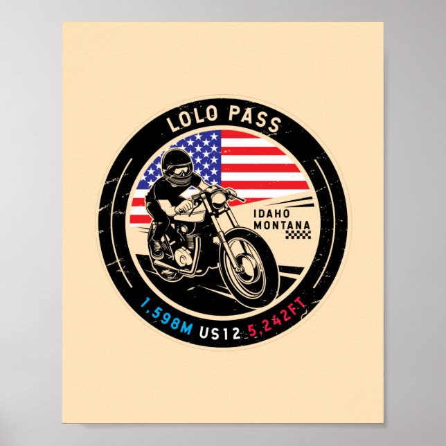 Lolo Pass Idaho Motorrad Poster (Vorne)