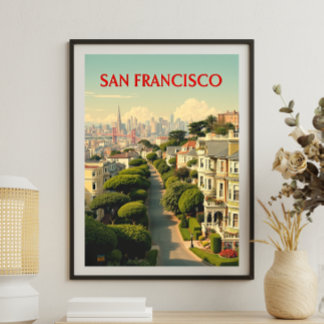 Lombard Street, San Francisco | Vintage Retro Poster