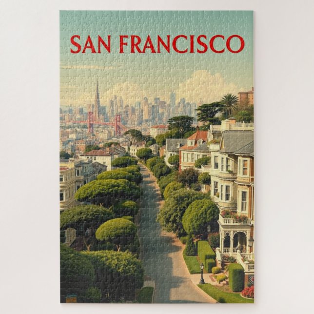 Lombard Street, San Francisco | Vintage Retro Puzzle (Vertikal)