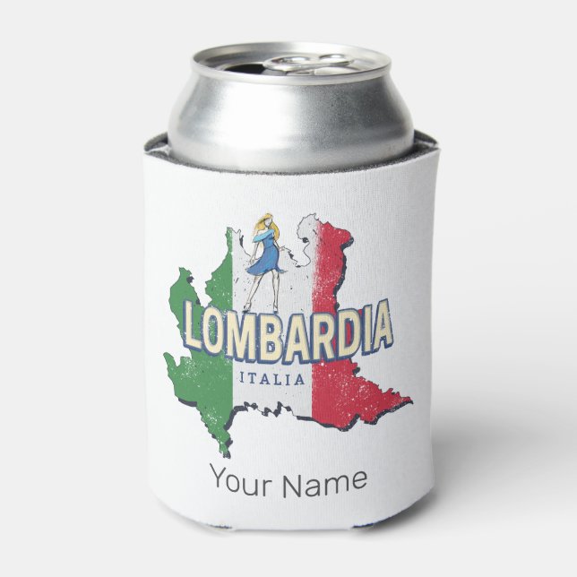 Lombardy Italien Retro Region Karte Vintag Souveni Dosenkühler (Kanne Vorderseite)