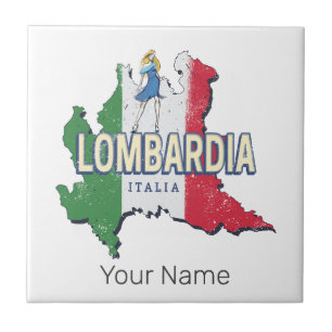 Lombardy Italien Retro Region Karte Vintag Souveni Fliese