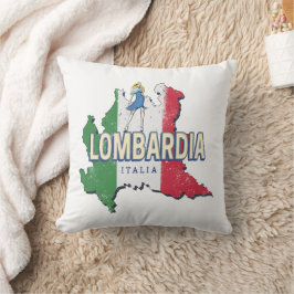 Lombardy Italien Retro Region Karte Vintag Souveni Kissen