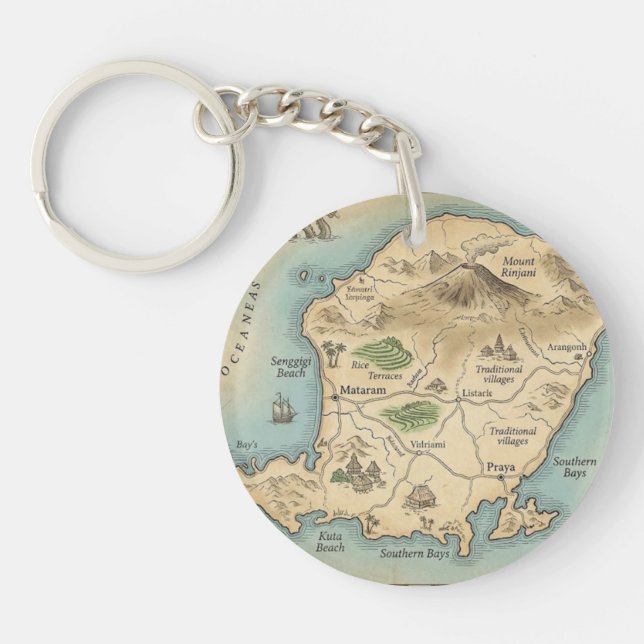 Lombok Indonesia Island Map Tropical Keychain Schlüsselanhänger (Vorderseite)