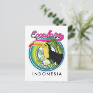 Lombok Indonesien Reise Logo erkunden Postkarte