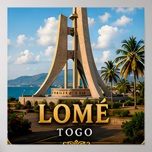 Lomé Atlantische Uferpromenade und Unabhängigkeits Poster