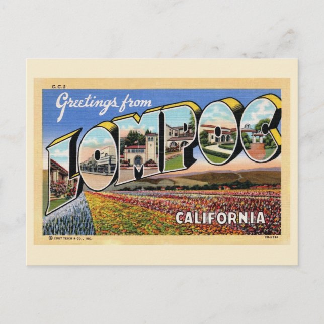 Lompoc California Vintag Grußkarte Postkarte (Vorderseite)