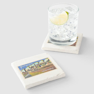 Lompoc Kalifornien CA Vintager Großbuchstabe Postk Steinuntersetzer