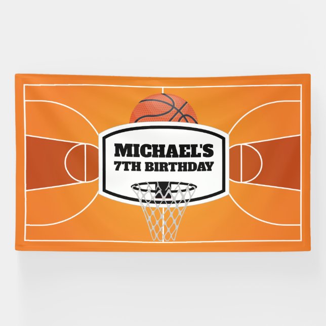 Lona Basketball Birthday Banner backdrop (Horizontal)