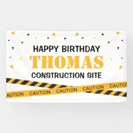 Lona Caution Construction Site Birthday backdrop Banner