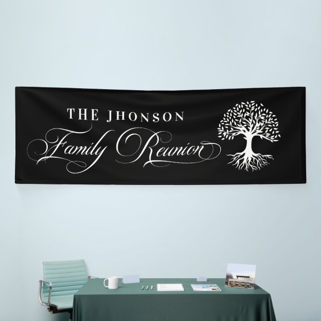 Lona Family Reunion tree backdrop black Banner (Messeveranstaltung)