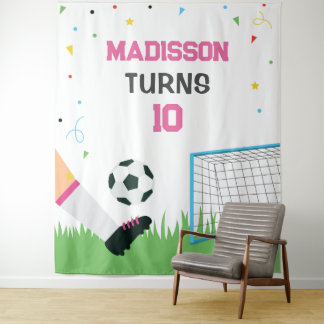 Lona Soccer girl Sport Birthday backdrop banner Wandteppich