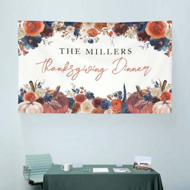 Lona Thanksgiving Dinner autumn fall pumpkins back Banner (Messe)