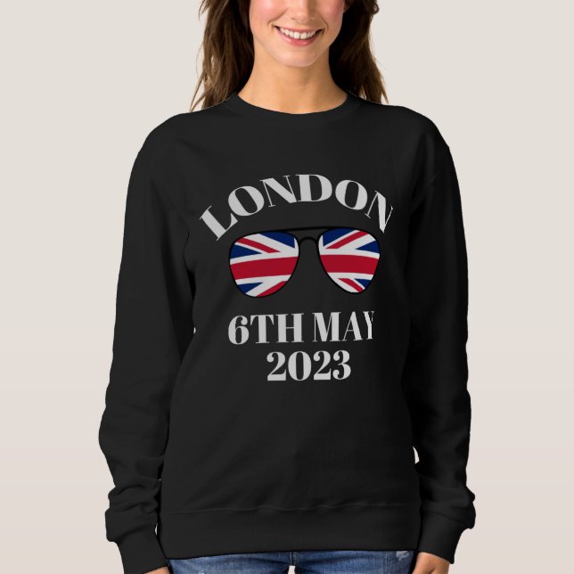 London 6th May 2023 Coronation Date Union Jack Sun Sweatshirt (Vorderseite)