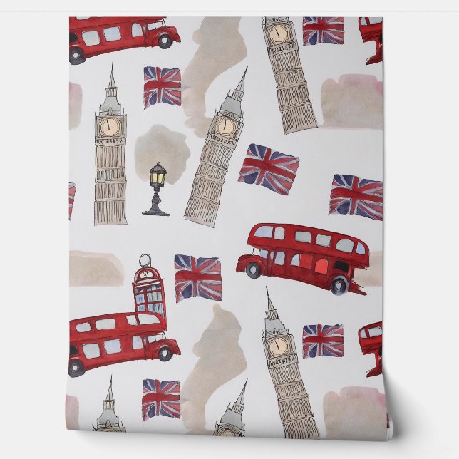 London als Watercolor Tapete (Abrollen)