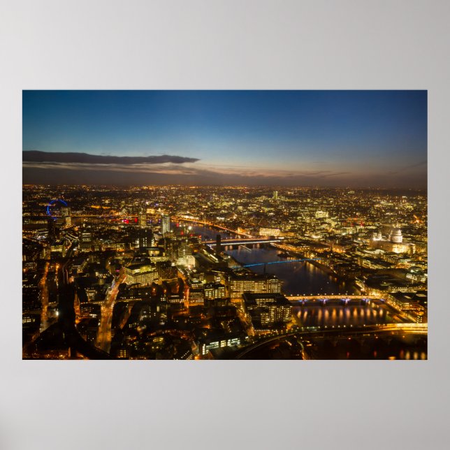 London am Abend - Luftbildposter Poster (Vorne)