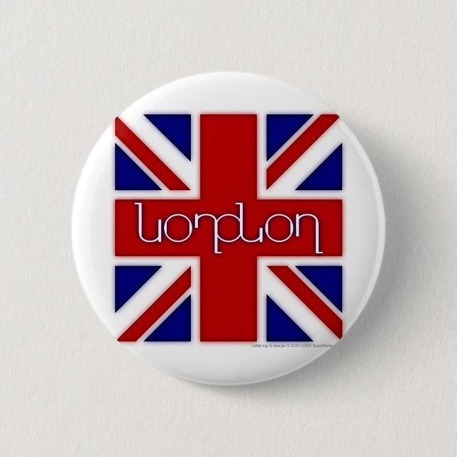 "London" ambigram auf BRITISCHER Flagge Button (Vorderseite)