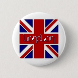"London" ambigram auf BRITISCHER Flagge Button