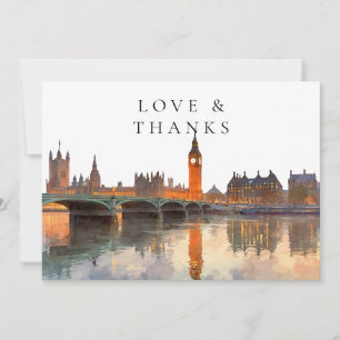 London-Aquarell-Hochzeitsfoto Dankeskarte