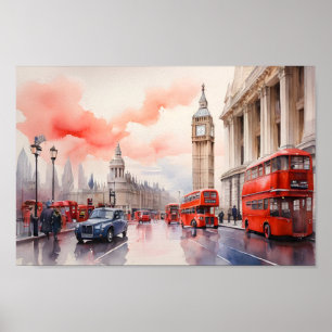 London-Aquarell-Kunst Poster