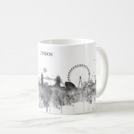 London-Aquarell-Schwarz-Stadt-Skyline modern Kaffeetasse