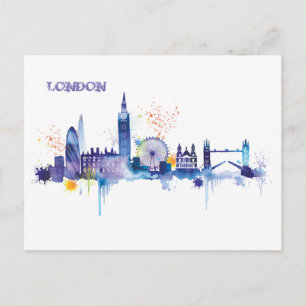 London Art Watercolor Painting Postkarte