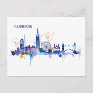 London Art Watercolor Painting Postkarte