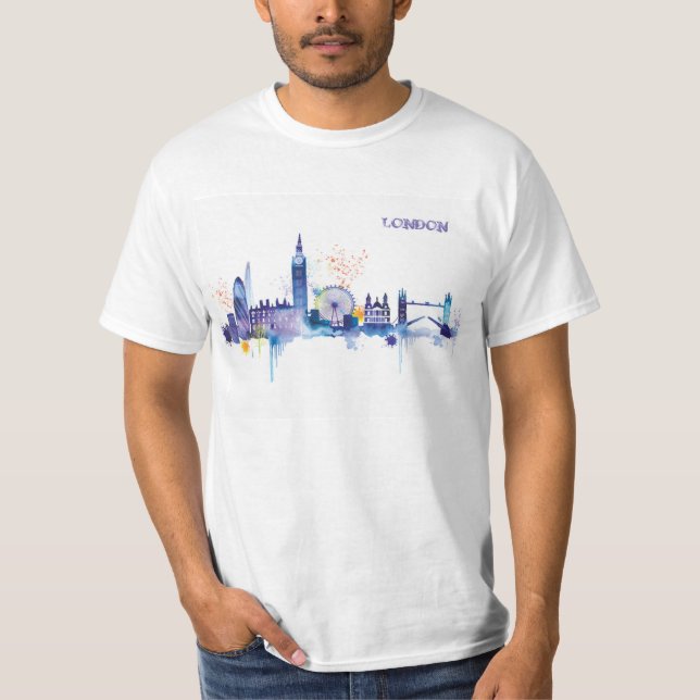 London Art Watercolor Painting T-Shirt (Vorderseite)