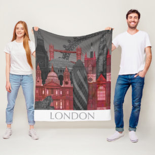 London-Aufzüge bis zum Nacht - Rot Fleecedecke