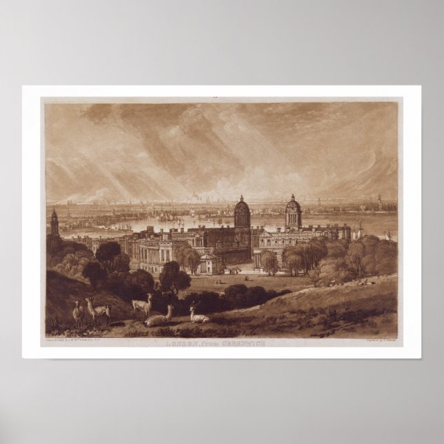 London aus Greenwich, graviert von Charles Turner Poster (Vorne)