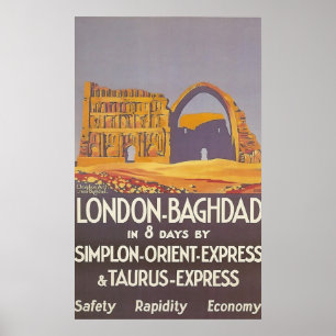 London Baghdad simplon orientierter Express Poster