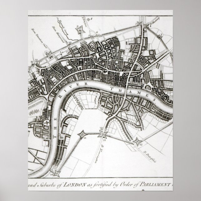 London Befestigungsanlagen 1642 und 1643, 1738 Poster (Vorne)