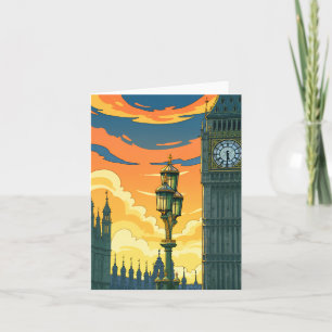 London Big Ben bei Sonnenuntergang Grußkarte Karte