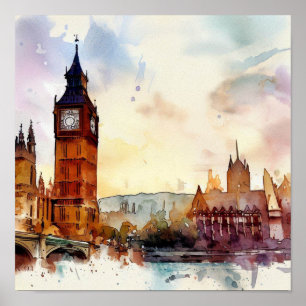 London-Big Ben-(C), Watercolor Poster