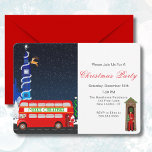 London Big Ben Double Decker Bus Frohe Weihnachten Einladung<br><div class="desc">Feiern Sie die Saison mit dieser charmanten Weihnachtsfeier Party Einladung! Mit einer feierlichen Illustration des Big Ben,  der in einer Schneeflocke verziert ist,  einer der Rentiere des Weihnachtsmanns vorbeifliegt,  und Santa und Rudolph machen eine Tour in einem klassischen roten Doppeldecker-Bus.</div>