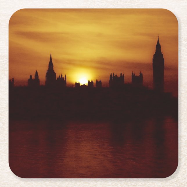 London-Big Ben-Elizabeth Tower-Sunset-Untersetzer Rechteckiger Pappuntersetzer (Vorderseite)