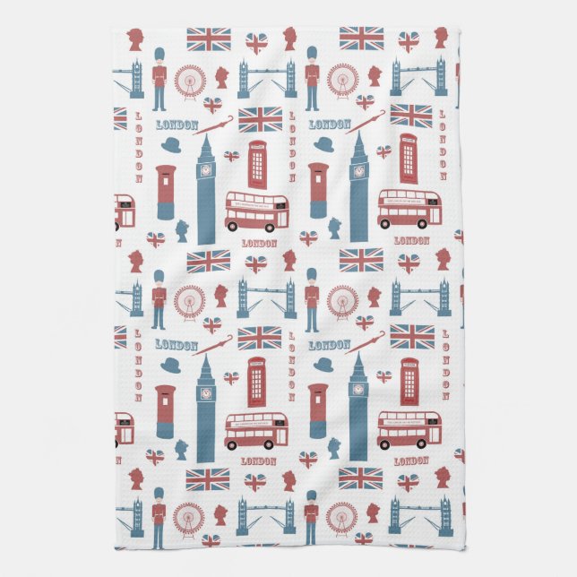 London Big Ben English Flag Kittuch Geschirrtuch (Vertikal)