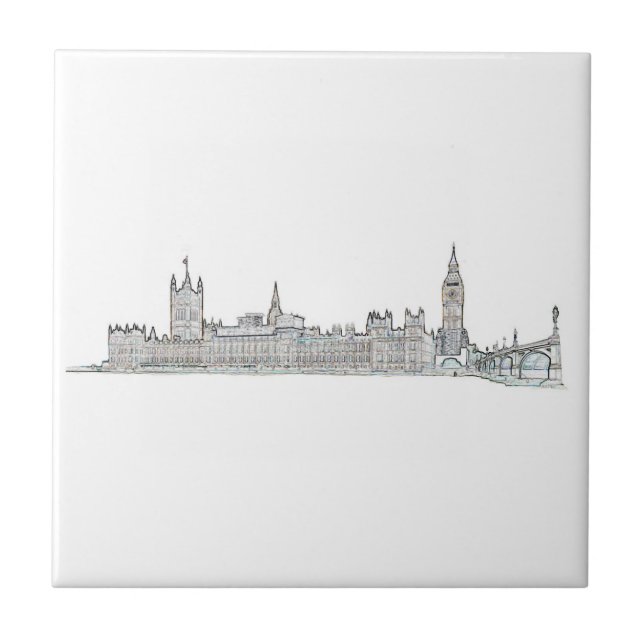London Big Ben Great Britain Sketch Fliese (Vorderseite)