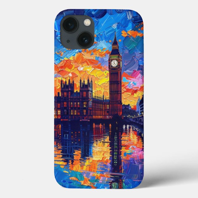 London Big Ben: Lebendige impressionistische Ölgem Case-Mate iPhone Hülle (Rückseite)