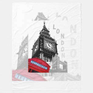 London Big Ben Red Telefon Fleecedecke