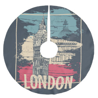 London Big Ben: Typografie Poster Polyester Weihnachtsbaumdecke