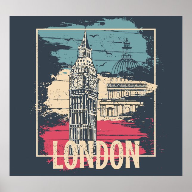 London Big Ben: Typografisches Poster (Vorne)