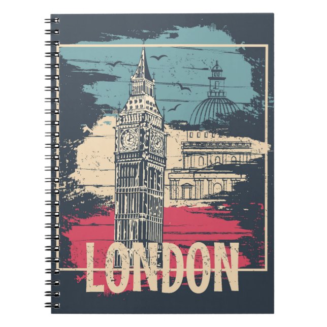 London Big Ben: Typografisches Poster Notizblock (Vorderseite)