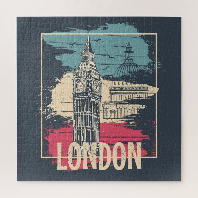 London Big Ben: Typografisches Poster Puzzle (Vertikal)