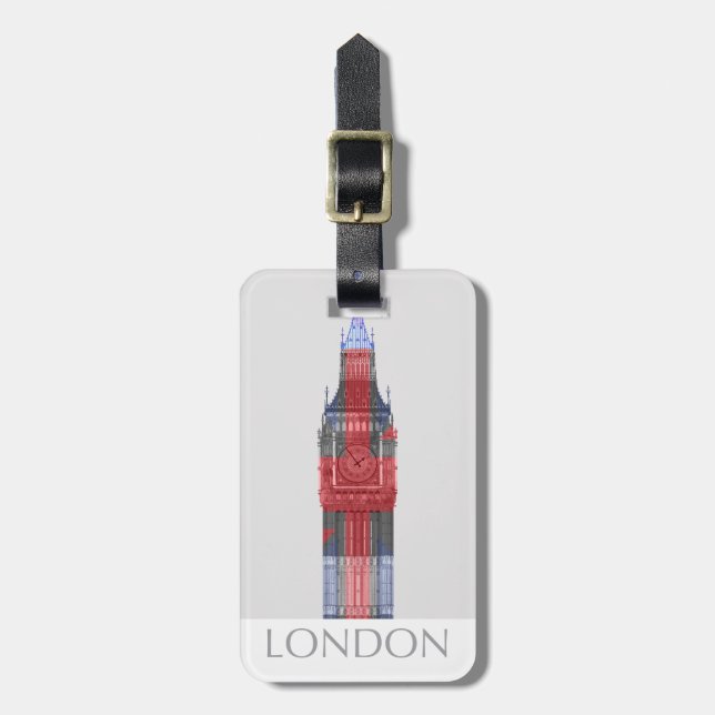 London Big Ben Union Jack Gepäckanhänger (Vorderseite vertikal)