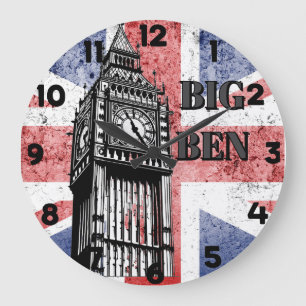 London Big Ben Union Jack Große Wanduhr