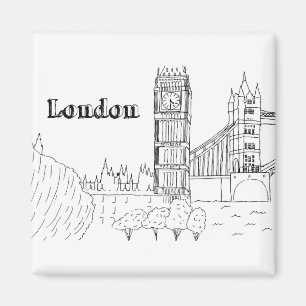 London Big Ben Vacation Zeichnend Urlaubskunst Magnet
