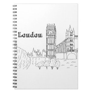 London Big Ben Vacation Zeichnend Urlaubskunst Notizblock