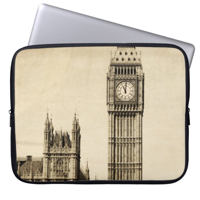 London Big Ben: Vintage Sicht Laptopschutzhülle (Vorderseite)