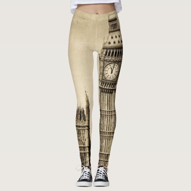 London Big Ben: Vintage Sicht Leggings (Vorderseite)